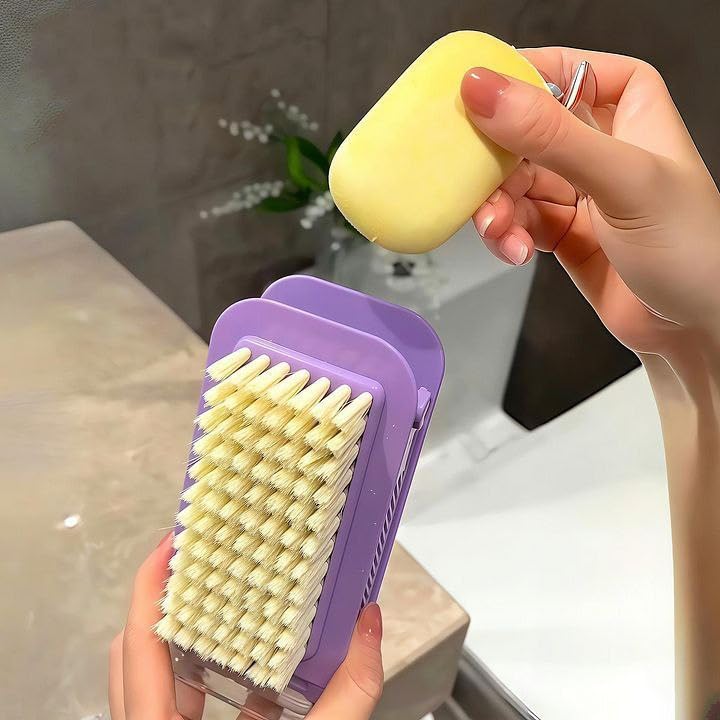 2 in 1 Cloth Washing Brush Foaming Soap Box with Roller Scrub - Image 3