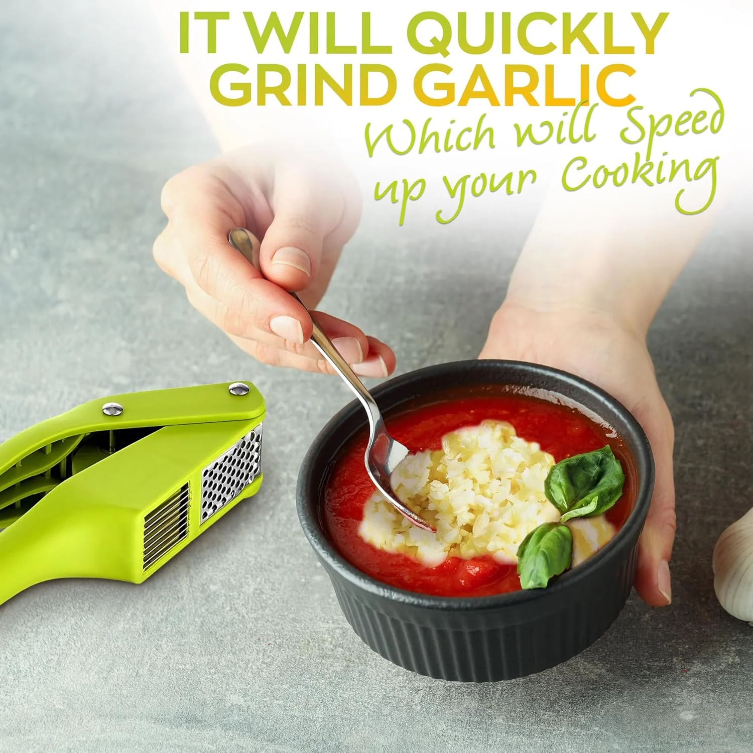 2 in 1 Garlic Press Stainless Steel Garlic Mincer Chopper - Image 7