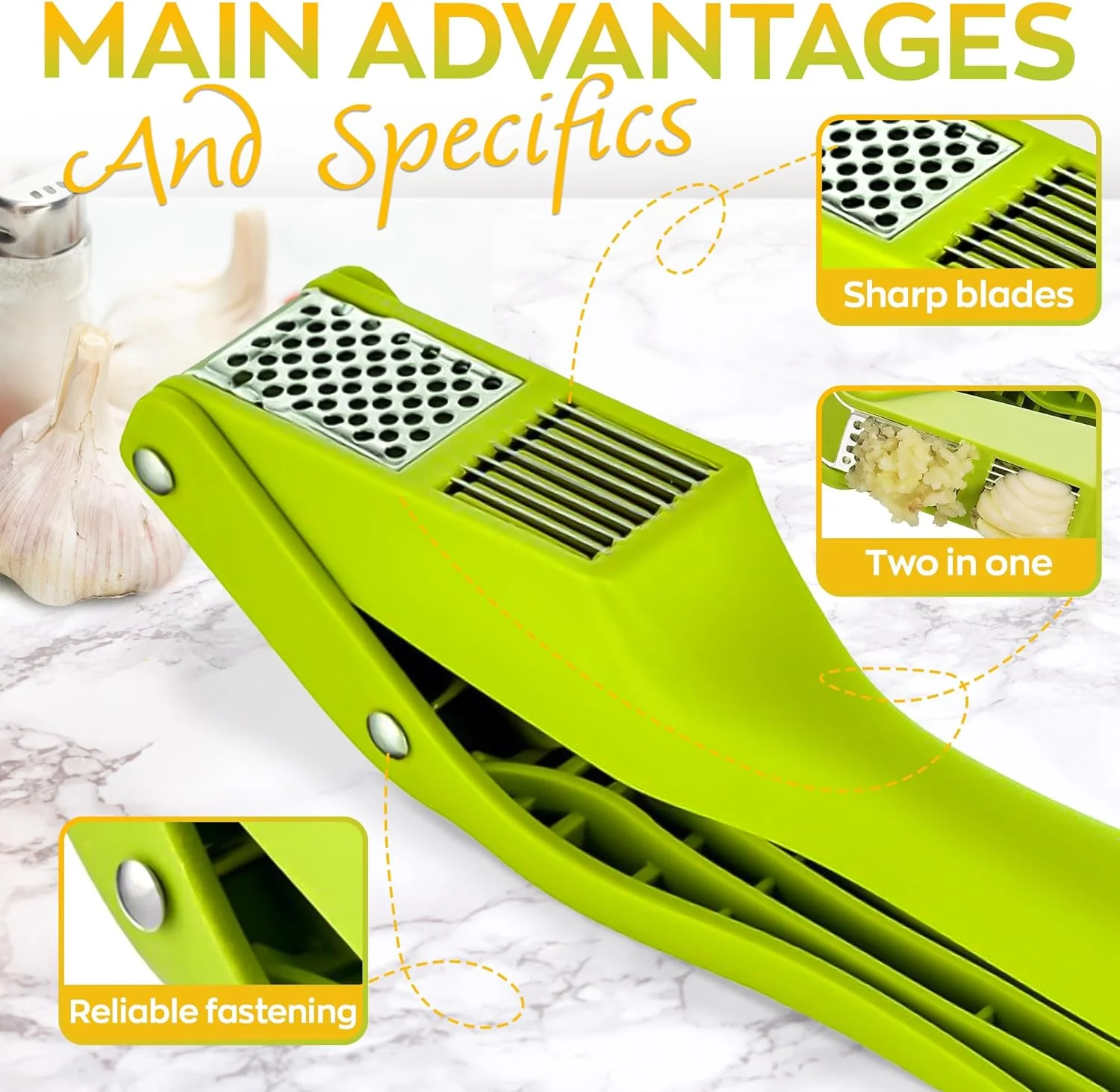 2 in 1 Garlic Press Stainless Steel Garlic Mincer Chopper - Image 8
