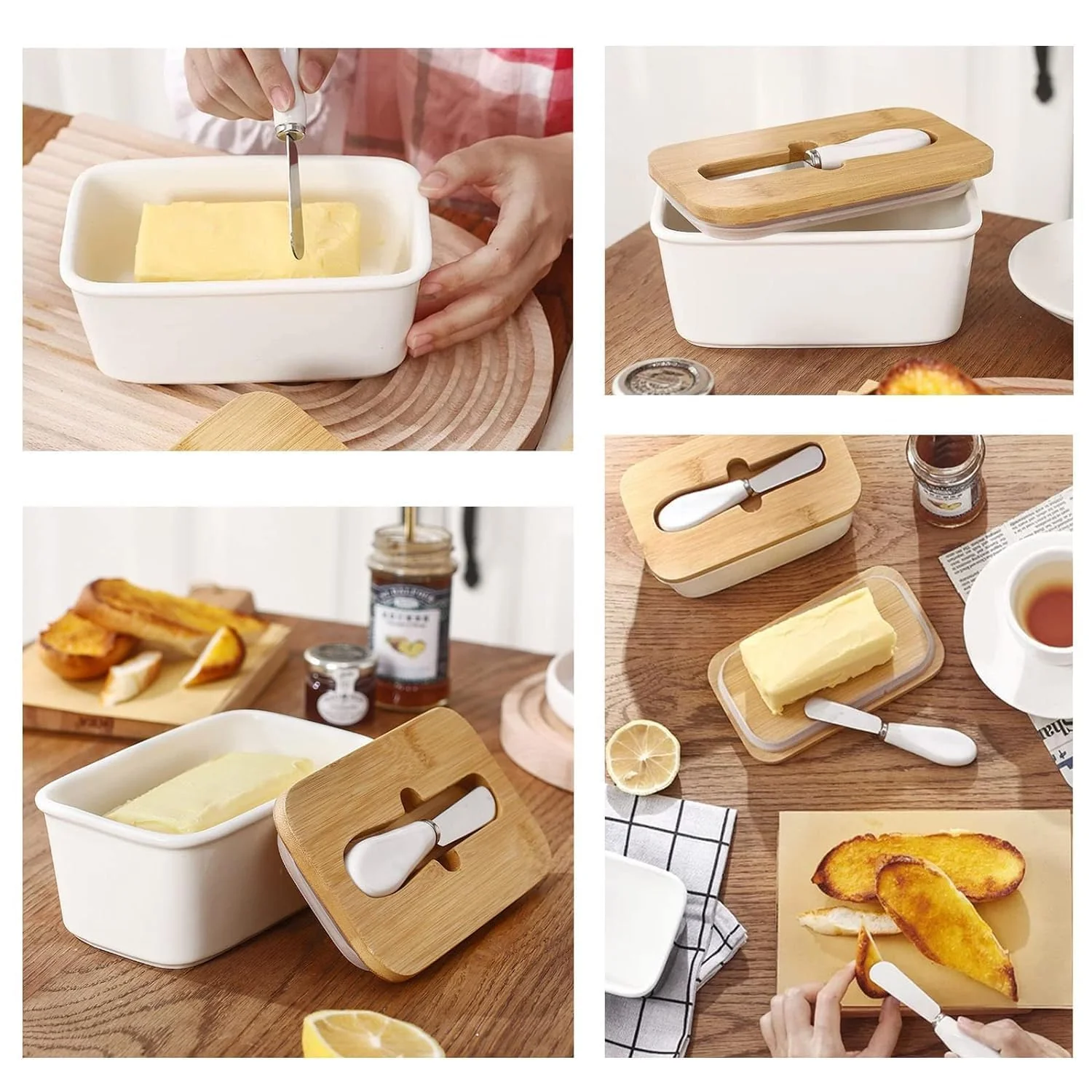 Ceramic Butter Dish with Wooden Lid. - Image 7