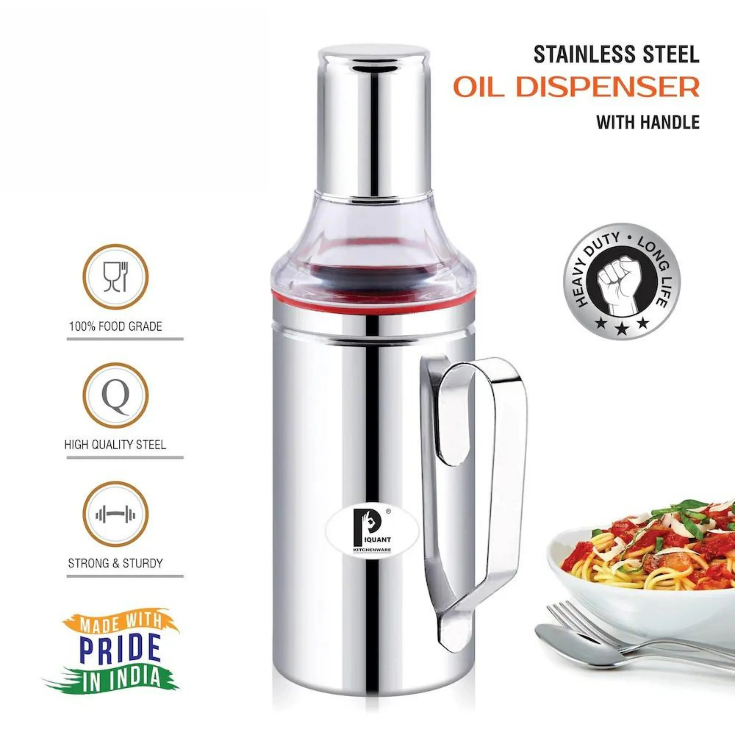 Stainless Steel OIL DISPENSER Set 1000 ML (BUY 1 GET 1 FREE) - Image 3