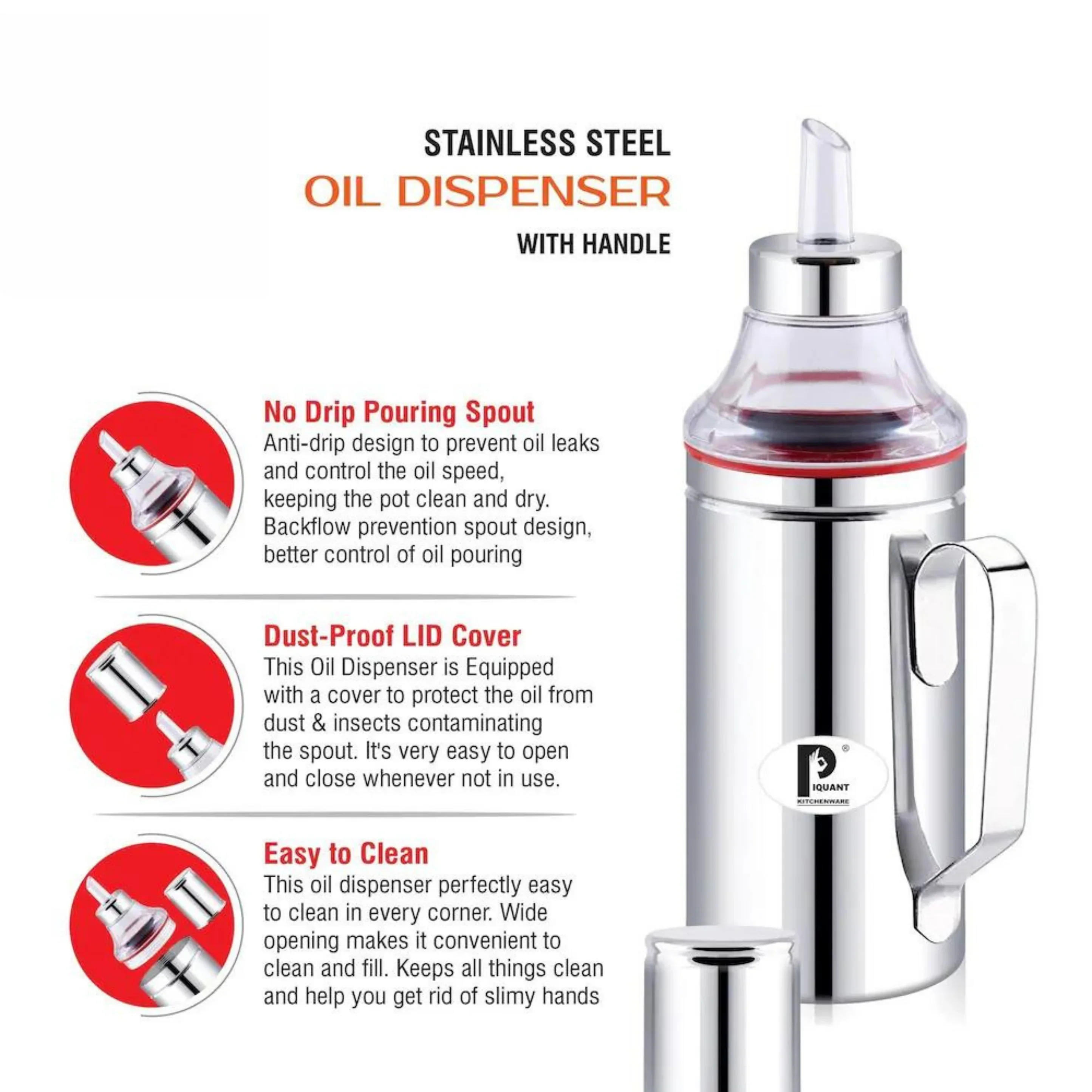 Stainless Steel OIL DISPENSER Set 1000 ML (BUY 1 GET 1 FREE) - Image 4
