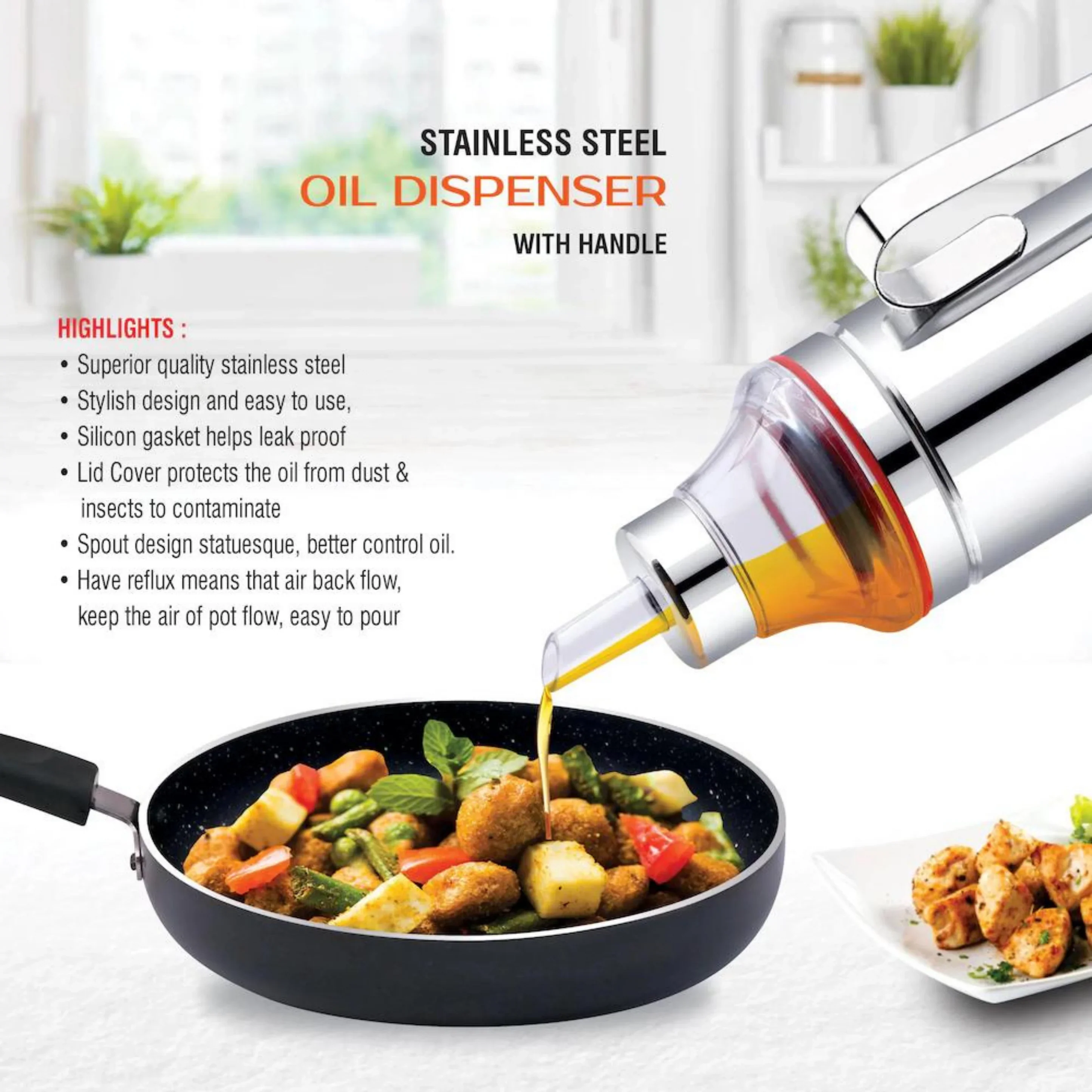 Stainless Steel OIL DISPENSER Set 1000 ML (BUY 1 GET 1 FREE) - Image 5