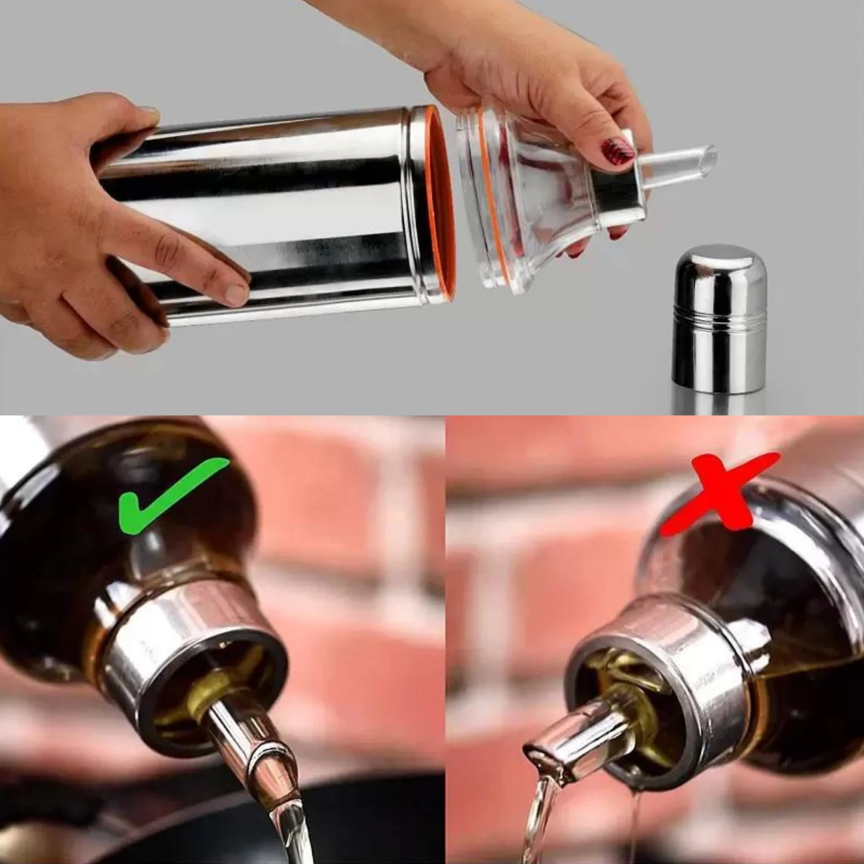 Stainless Steel OIL DISPENSER Set 1000 ML (BUY 1 GET 1 FREE) - Image 6