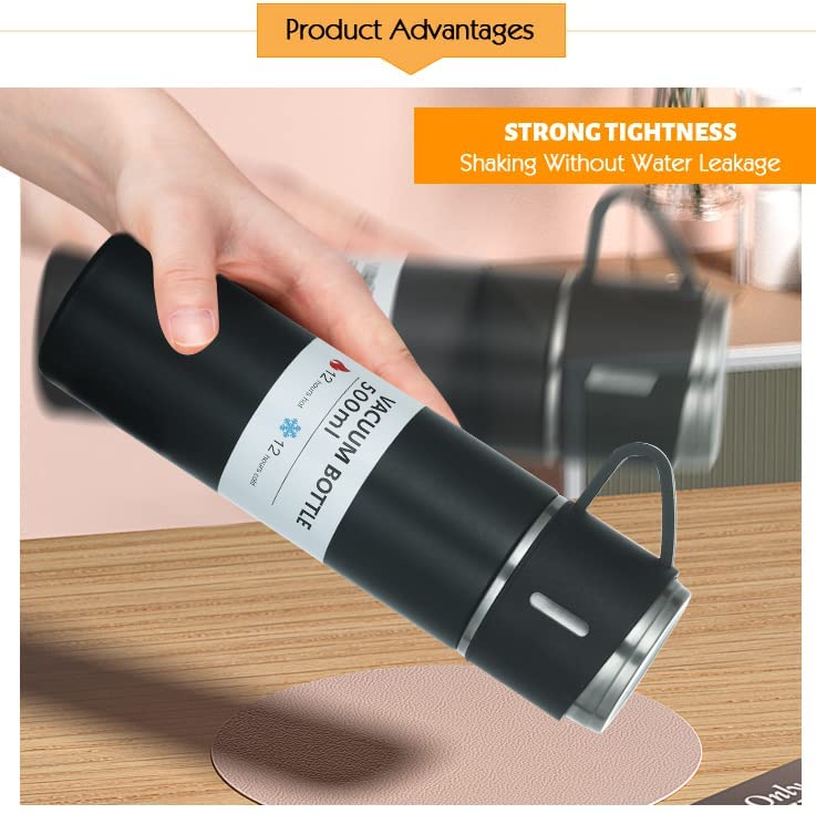 Steel Vacuum Flask Set with 3 Stainless Steel Cups Combo - 500ml - Image 5